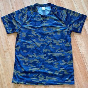 Adidas Men's Blue/Green Camouflage Pattern T-shirt Size L